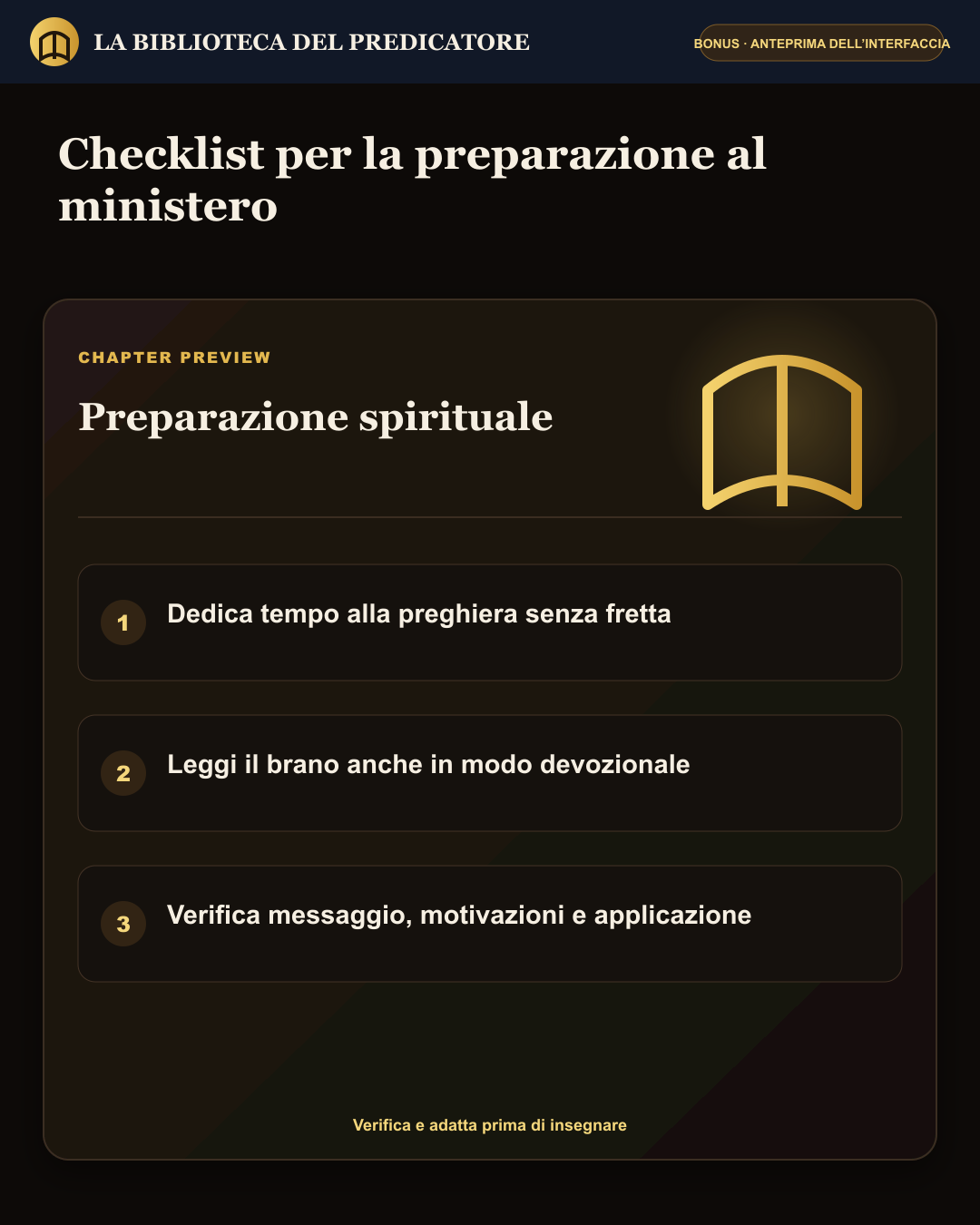 Checklist per il ministero
